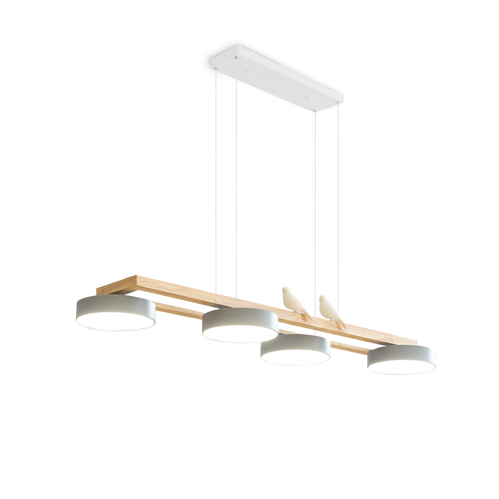 Linear LED Fixture with Bird Accents for Kitchen Island Dining Room 40 in Wooden Hanging Light 1400 Lumens Adjustable Modern Farmhouse Overh