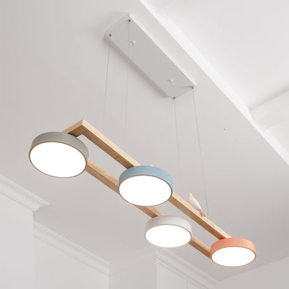 Linear LED Fixture with Bird Accents for Kitchen Island Dining Room 40 in Wooden Hanging Light 1400 Lumens Adjustable Modern Farmhouse Overh