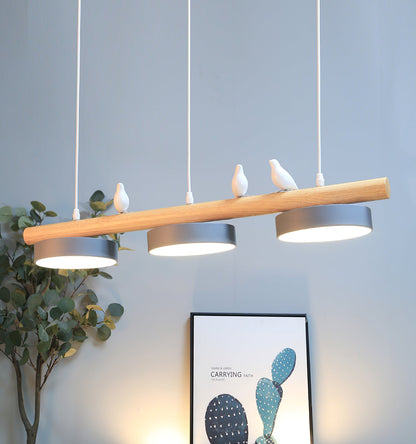 Bird Pendant Light with Adjustable Sculpture – Metal Wood Resin Modern Ceiling Lighting for Living Room Bedroom Dining Room – Dimmable LED