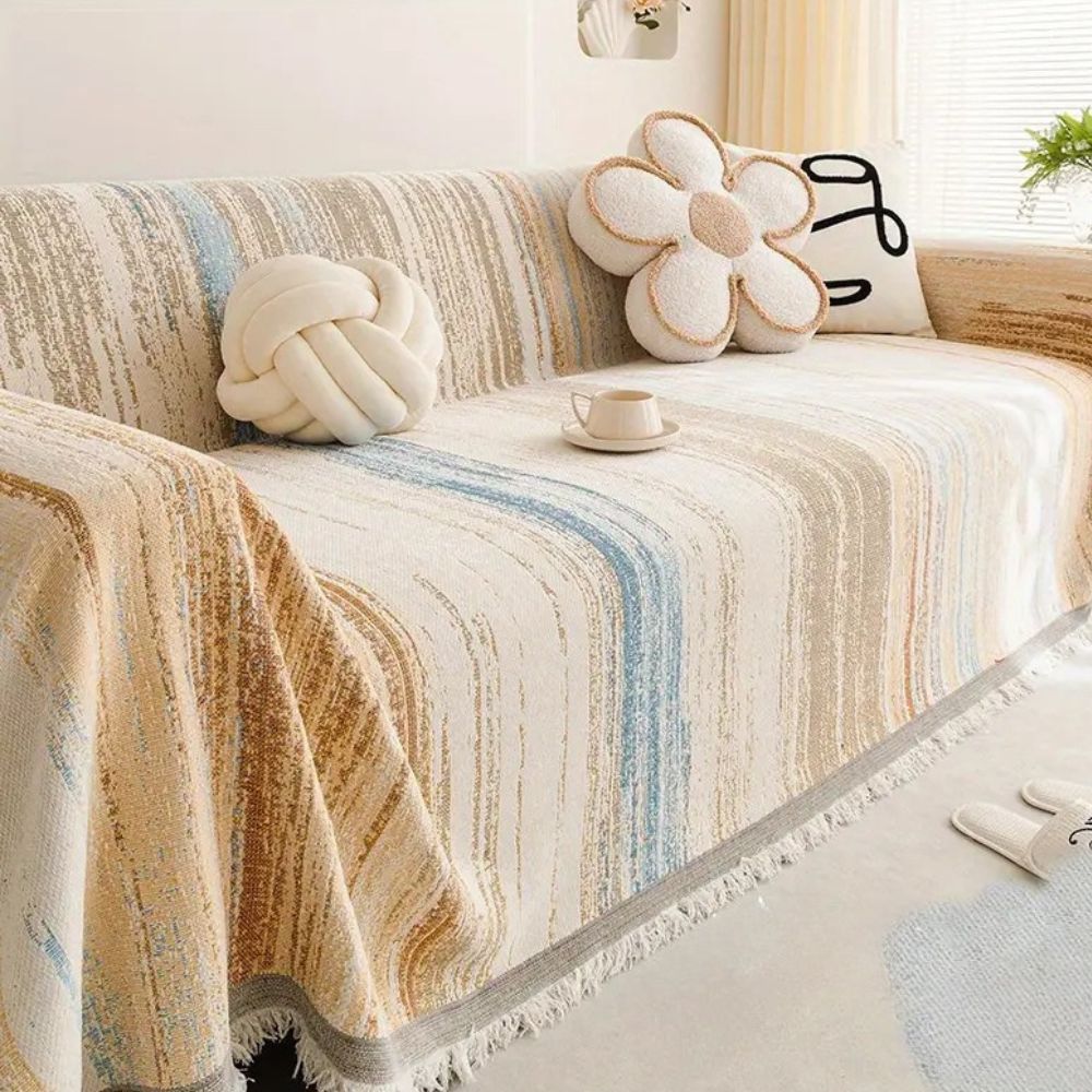 Sierra Sofa Cover - Premium Chenille, Color Striped Design