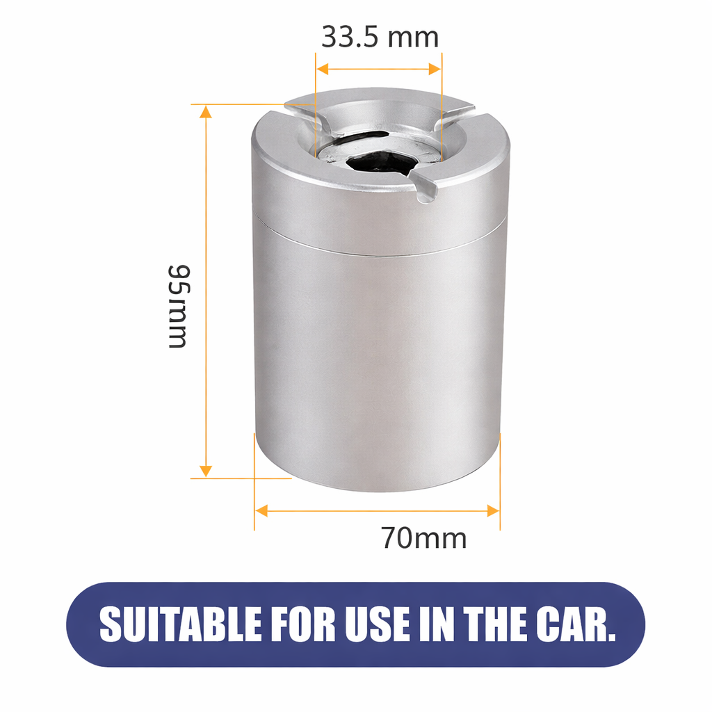 Stainless Steel Twist-Lock Ashtray for Car and Home | Odor-Sealing 360° Rotation Design Smokeless Holder