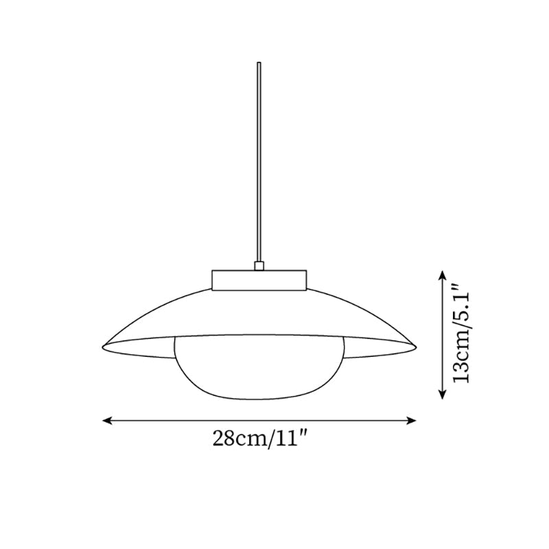 Saucer Shade Ceiling Pendant with Wood Rim for Kitchens & Dining Areas | Modern 11-Inch Hanging Fixture with Built-In LED, Warm 3000K Glow