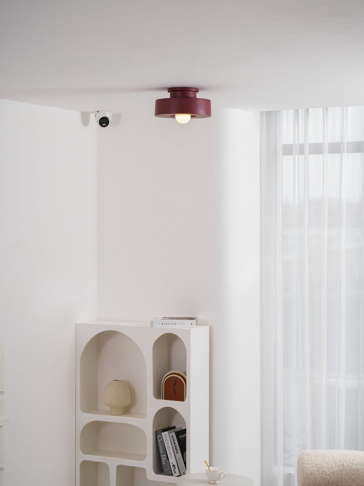 Sculptural Flush Mount Light 12 Inch Geometric Polymer Fixture E26 E27 for Bedroom Living Room Kitchen in Red Green Black