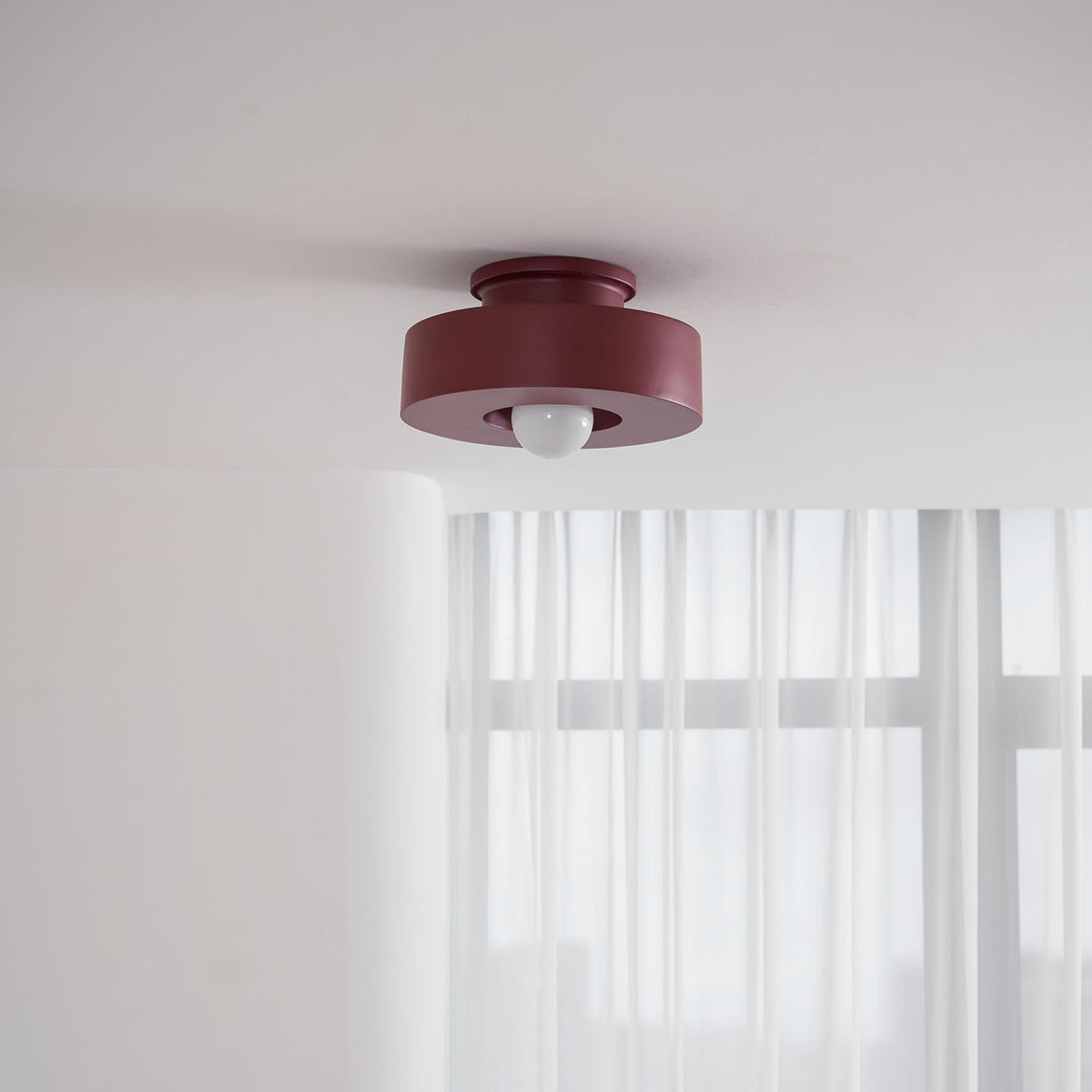 Sculptural Flush Mount Light 12 Inch Geometric Polymer Fixture E26 E27 for Bedroom Living Room Kitchen in Red Green Black