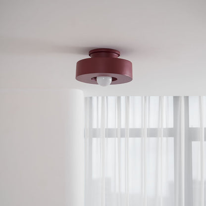 Sculptural Flush Mount Light 12 Inch Geometric Polymer Fixture E26 E27 for Bedroom Living Room Kitchen in Red Green Black