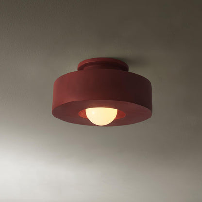 Sculptural Flush Mount Light 12 Inch Geometric Polymer Fixture E26 E27 for Bedroom Living Room Kitchen in Red Green Black