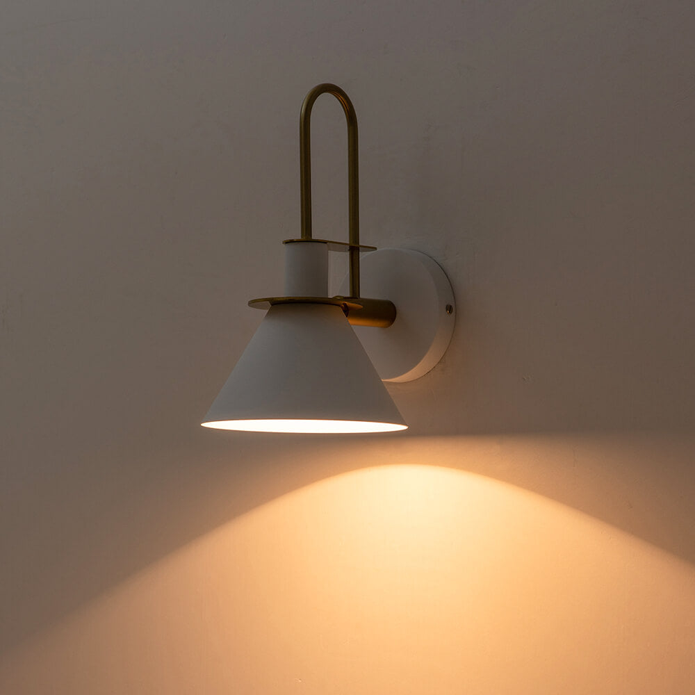 Adjustable Gooseneck Reading Sconce Metal Cone Shade Wall Light for Bedroom Hallway Nightstand Modern Mid-Century Bedside Downlight