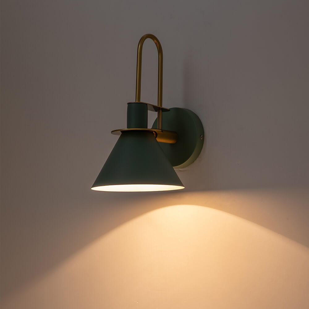 Adjustable Gooseneck Reading Sconce Metal Cone Shade Wall Light for Bedroom Hallway Nightstand Modern Mid-Century Bedside Downlight