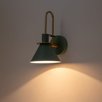 Adjustable Gooseneck Reading Sconce Metal Cone Shade Wall Light for Bedroom Hallway Nightstand Modern Mid-Century Bedside Downlight