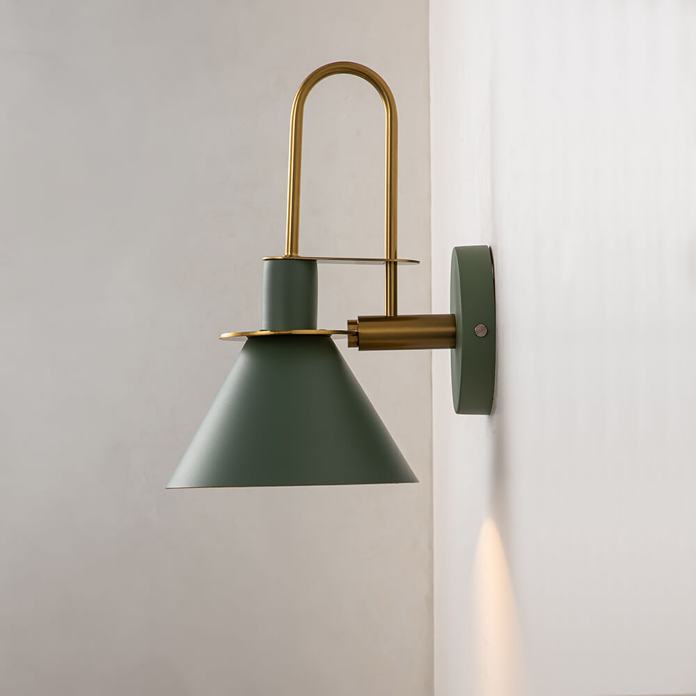 Adjustable Gooseneck Reading Sconce Metal Cone Shade Wall Light for Bedroom Hallway Nightstand Modern Mid-Century Bedside Downlight