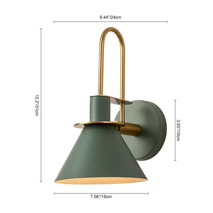 Adjustable Gooseneck Reading Sconce Metal Cone Shade Wall Light for Bedroom Hallway Nightstand Modern Mid-Century Bedside Downlight