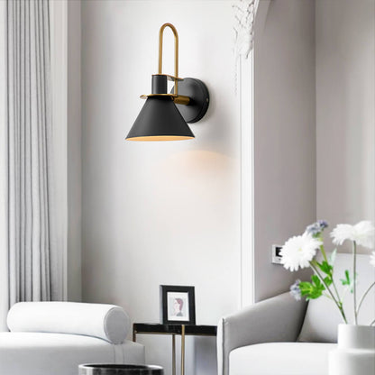 Adjustable Gooseneck Reading Sconce Metal Cone Shade Wall Light for Bedroom Hallway Nightstand Modern Mid-Century Bedside Downlight