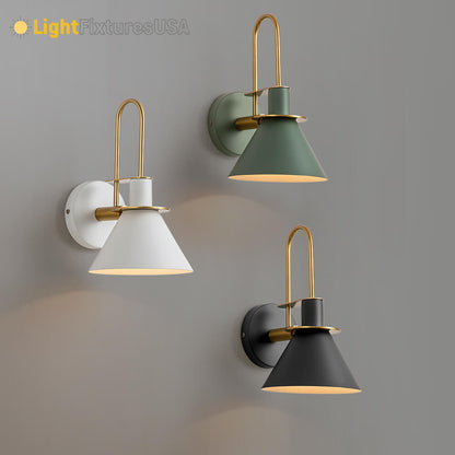 Adjustable Gooseneck Reading Sconce Metal Cone Shade Wall Light for Bedroom Hallway Nightstand Modern Mid-Century Bedside Downlight