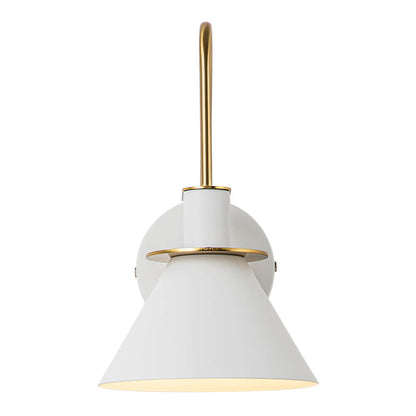 Adjustable Gooseneck Reading Sconce Metal Cone Shade Wall Light for Bedroom Hallway Nightstand Modern Mid-Century Bedside Downlight