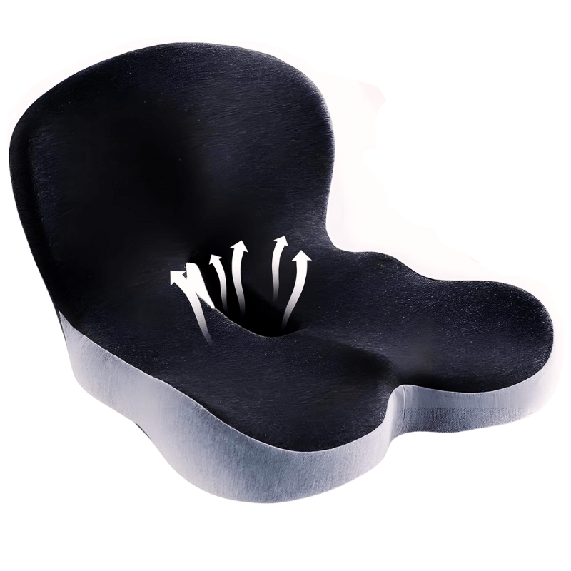 Memory Foam Seat Cushion for Office Chair, Car & Home | Non-Slip Base | Pressure Relief Support for Tailbone, Back & Hips | Portable Everyda