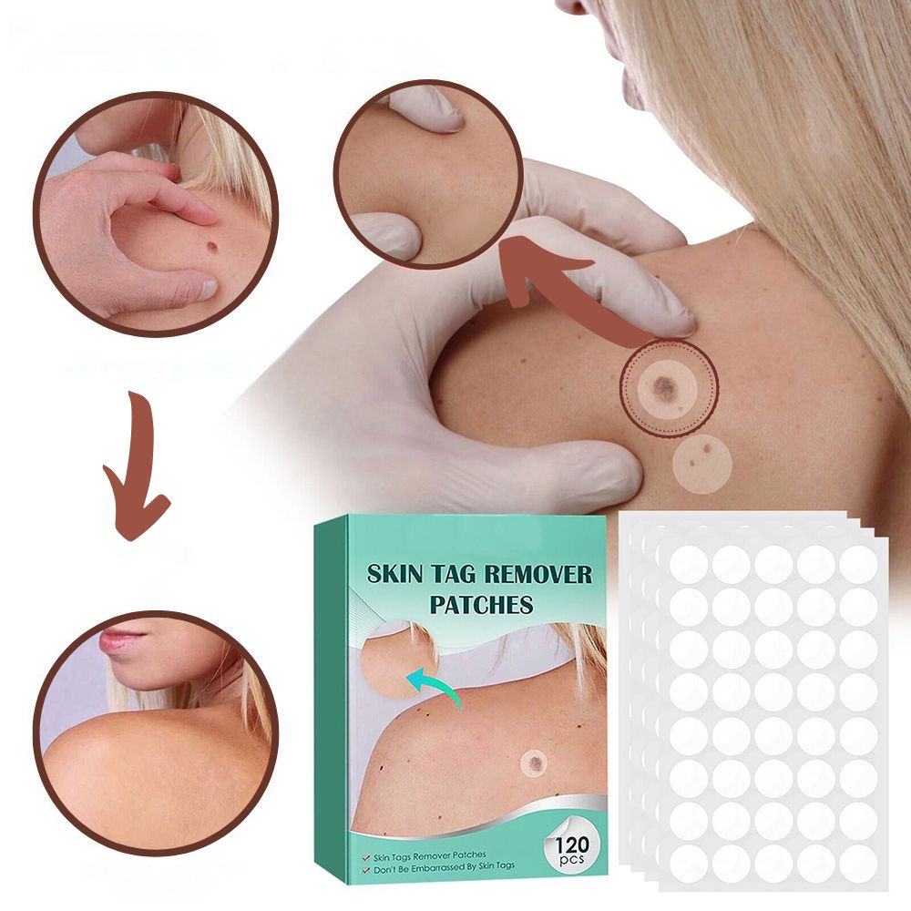 Hydrocolloid Skin Tag & Wart Remover Patches 120-Pack | Gentle Spot Treatment for Home Use | Invisible Adhesive Discs with Tea Tree Oil for