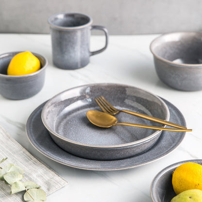 Slate Ceramic Dinnerware Set – Elegant Glossy Finish for Everyday and Special Occasions