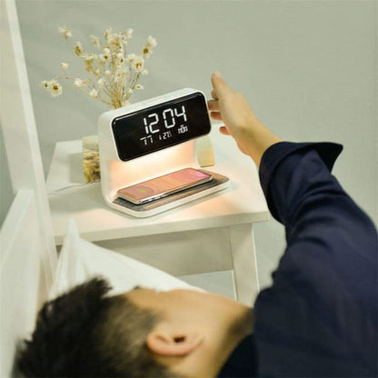 Reloj despertador digital con base de carga inalámbrica – Diseño moderno