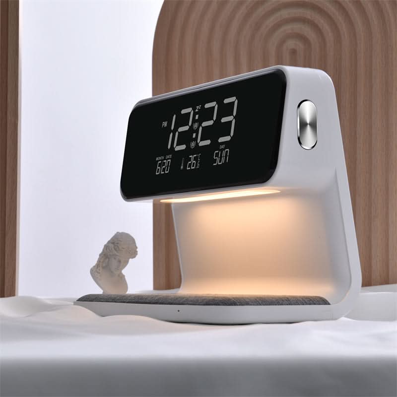 Reloj despertador digital con base de carga inalámbrica – Diseño moderno