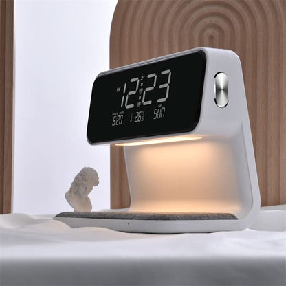 Reloj despertador digital con base de carga inalámbrica – Diseño moderno