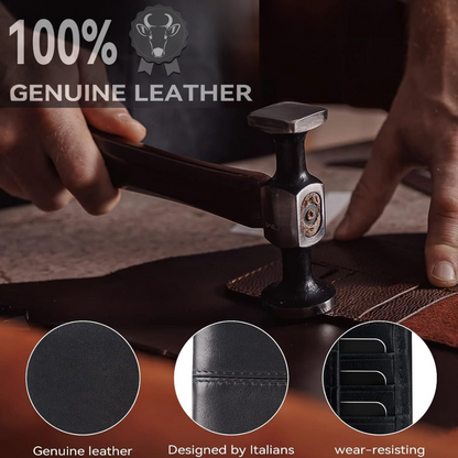 Mens Wallets, RFID Blocking Bifold Wallet for Men with 16 Card Slots and ID Compartment, Slim Genuine Leather Wallet