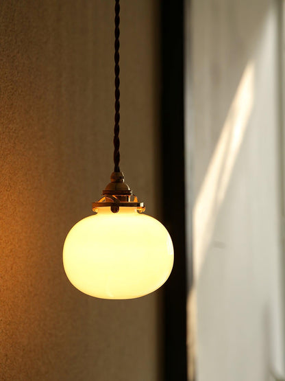 Glass Globe Hanging Lamp 5 in Diameter Vintage Brass Fixture Height Adjustable Wire Ceiling Suspension for Kitchen Dining Room Entryway Nook