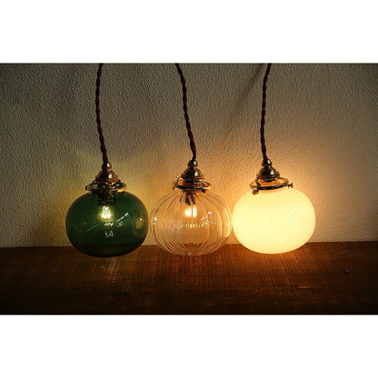Glass Globe Hanging Lamp 5 in Diameter Vintage Brass Fixture Height Adjustable Wire Ceiling Suspension for Kitchen Dining Room Entryway Nook
