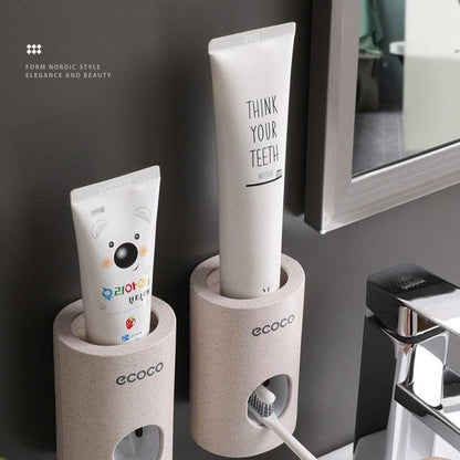 Smart Hygiene | Automatic Toothpaste Dispenser with Wall Mount for Organized Bathroom