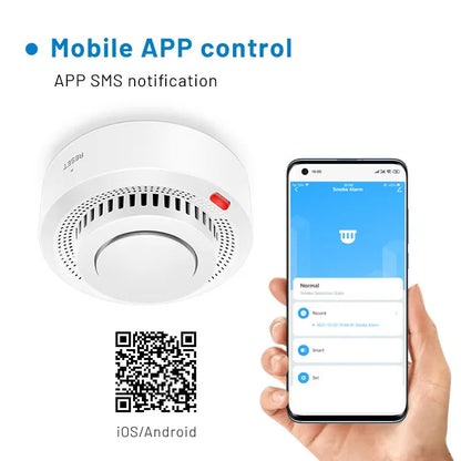 Smart WiFi Smoke Detector with 85dB Alarm | Compact Design for Home Safety