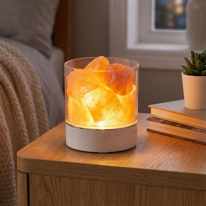 Himalayan Crystal Night Light 3.5 in Touch Dimmable USB Desk Lamp Color Changing LED Mood Lighting for Bedroom Nightstand Home Decor Accent