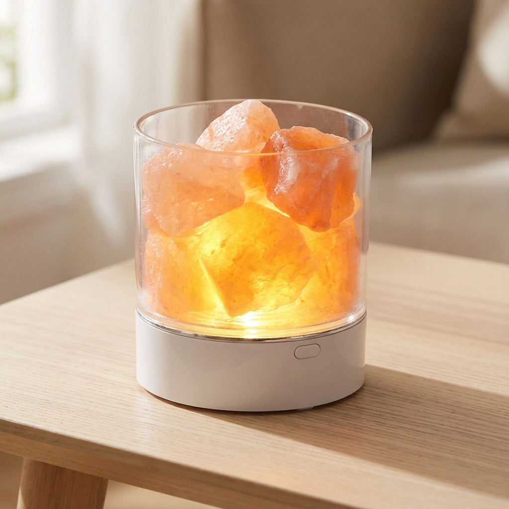 Himalayan Crystal Night Light 3.5 in Touch Dimmable USB Desk Lamp Color Changing LED Mood Lighting for Bedroom Nightstand Home Decor Accent