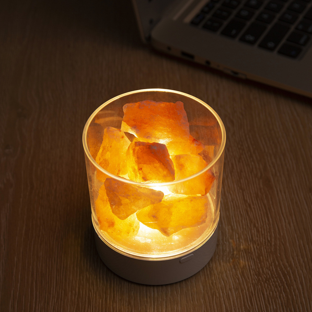 Himalayan Crystal Night Light 3.5 in Touch Dimmable USB Desk Lamp Color Changing LED Mood Lighting for Bedroom Nightstand Home Decor Accent
