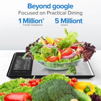 Digital Kitchen Scale with Nutrition Tracking App for Meal Prep, Calorie Counter, Macro Tracker, Portion Control, Weight Loss, Home