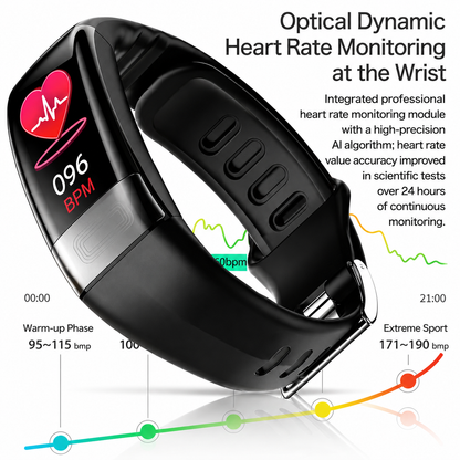 Reloj inteligente de monitoreo de salud con ECG, presión arterial y seguimiento del sueño