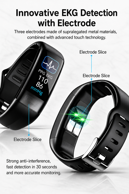 Reloj inteligente de monitoreo de salud con ECG, presión arterial y seguimiento del sueño