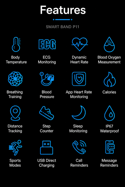 Reloj inteligente de monitoreo de salud con ECG, presión arterial y seguimiento del sueño