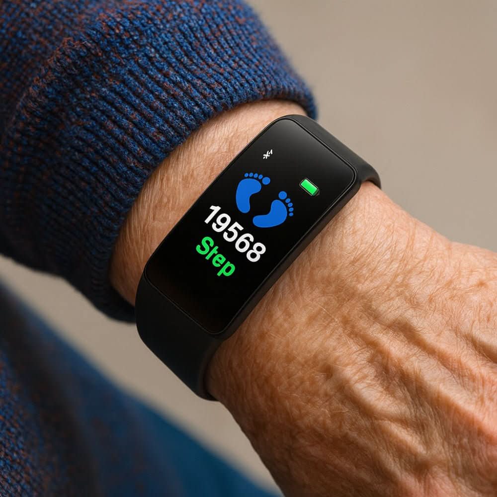 Health-Monitoring Smartwatch for Seniors with LED Display & Simple Interface for Daily Wellness Tracking