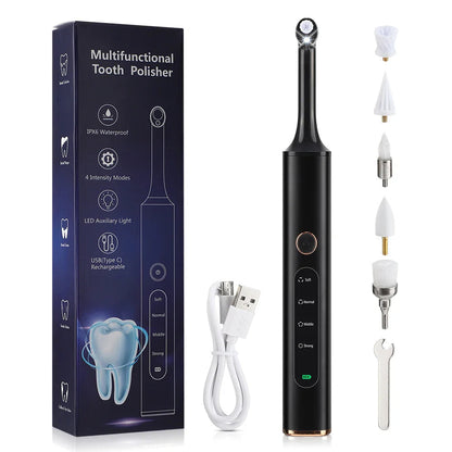 Pulidor dental 5 en 1, pulidor y limpiador de dientes recargable con eliminador de sarro, kit de cuidado dental para el hogar