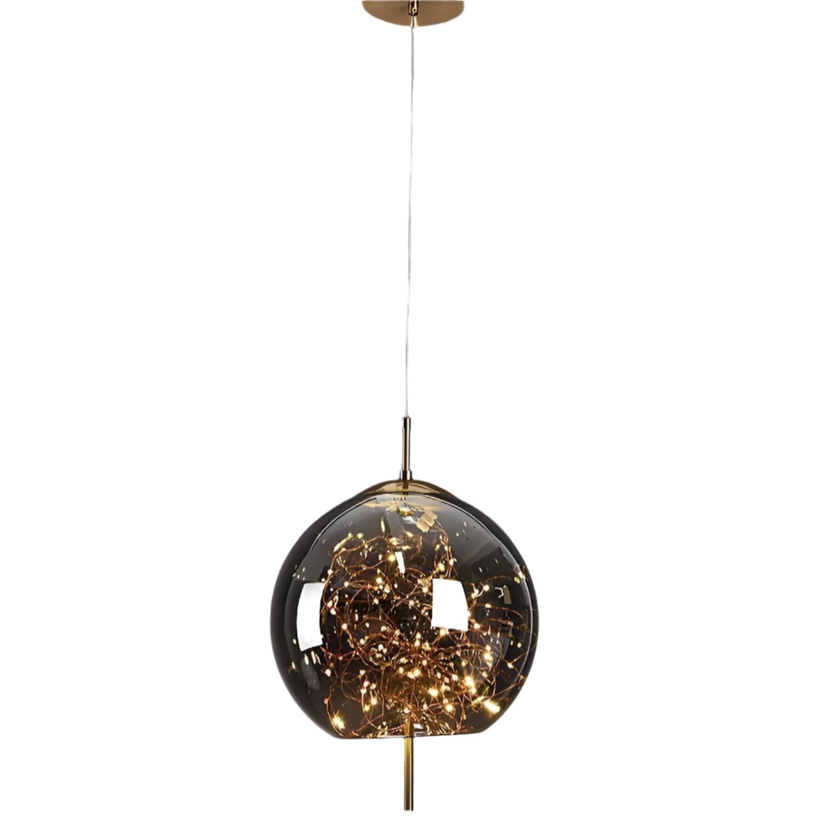 Glass Hanging Fixture with Adjustable Cord for Dining Table & Kitchen Island | Modern Suspended Light in Amber or Gray | Oval Sphere Capsule