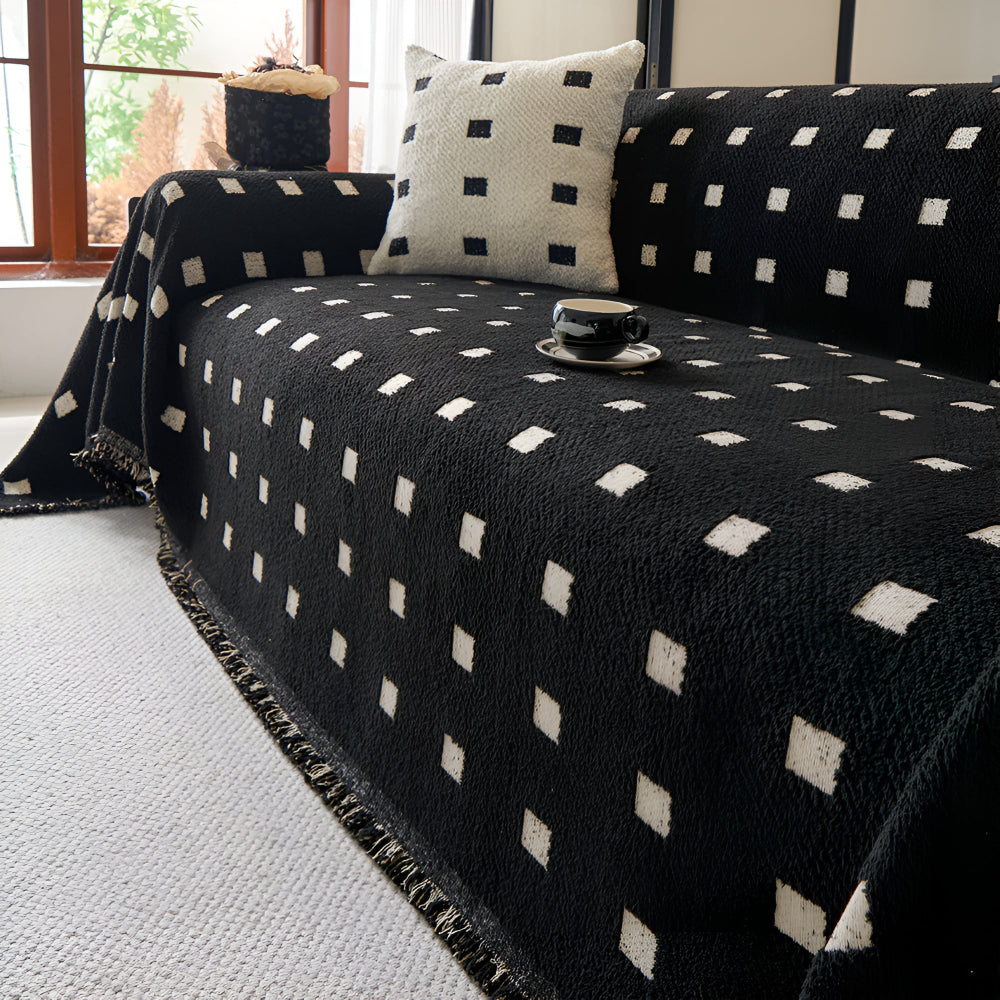 Sofara Sofa Cover - Premium Microfiber, Modern Square Pattern, Wrinkle-Resistant
