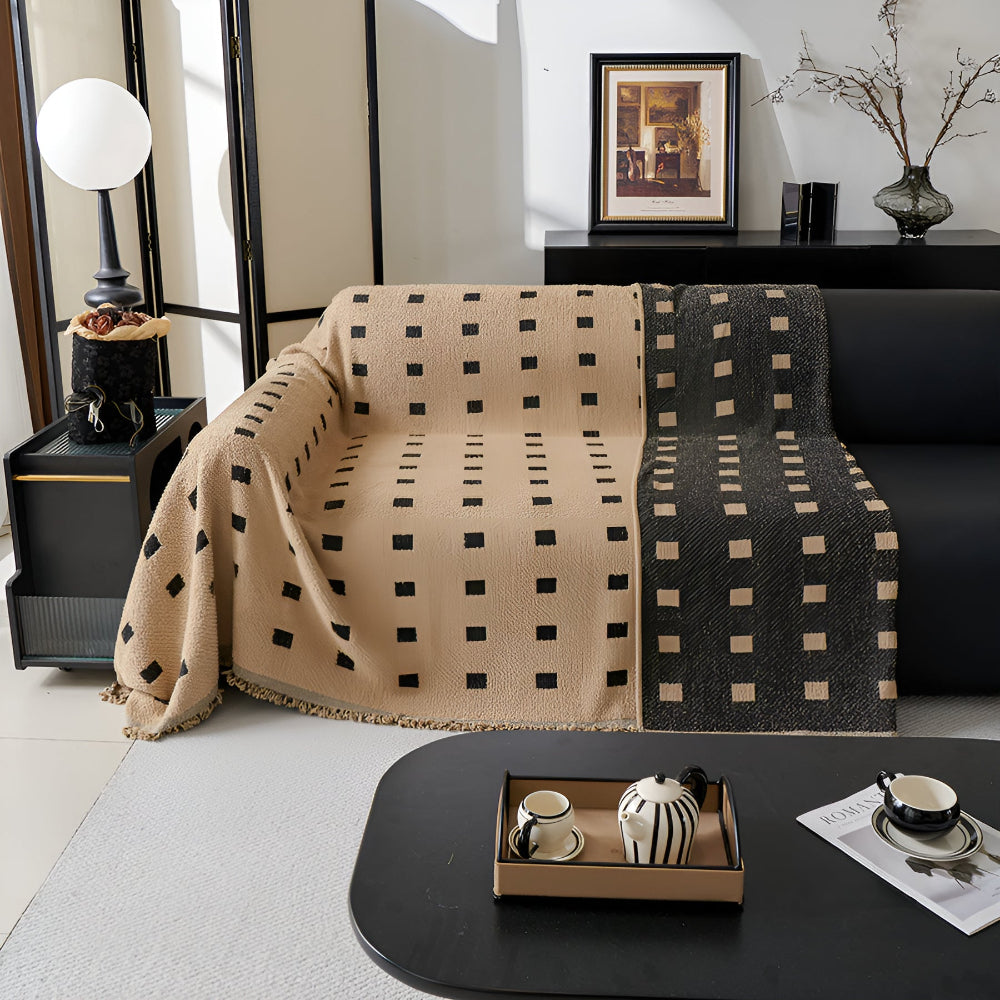 Sofara Sofa Cover - Premium Microfiber, Modern Square Pattern, Wrinkle-Resistant