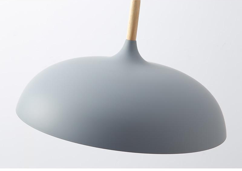 Wood & Metal Dome Shade Hanging Light 14 in Pastel Finish for Kitchen Island Dining Room Nursery Workspace E27 Socket Adjustable Height Cord