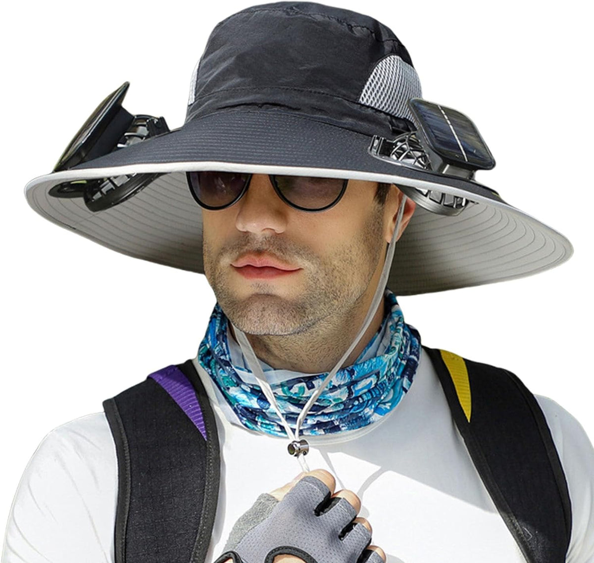 Sun Hat with Fan, Solar Powered Fan Hat, Wide Brim Hat with Cooling Fan for Outdoor Protection