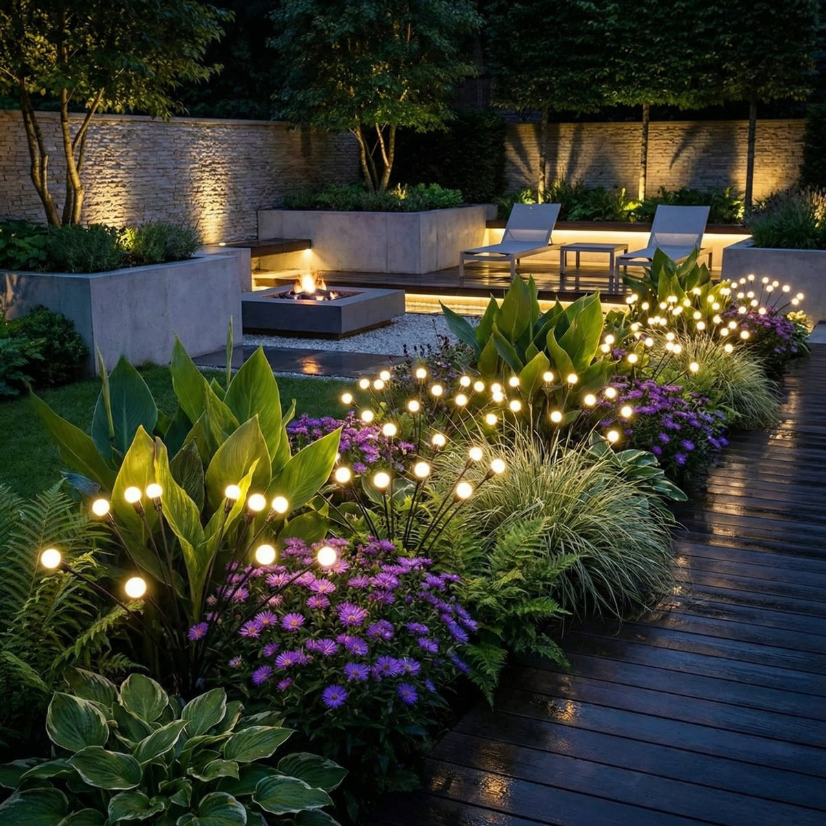 Luces solares de jardín con sensor automático de anochecer a amanecer: decoración exterior ecológica con efecto de balanceo para senderos y jardines