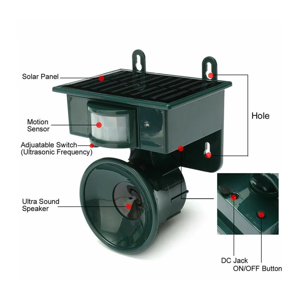 Solar Ultrasonic Wildlife Deterrent for Yards & Attics – Weatherproof Outdoor Pest Control Device for Bats, Rodents & Small Animals