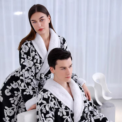 Solara Luxe Bathrobe - Plush Microfiber, Double-Layer Jacquard Design