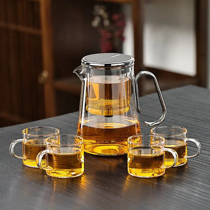 24 fl oz Heat-Resistant Kettle with Removable Infuser and Magnetic Brew Stop for Loose Leaf Black Green Herbal Tea Kitchen Counter