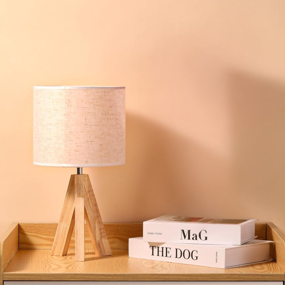 Solara Table Lamp - Wooden Base, Adjustable Light Settings for Bedroom and Desk