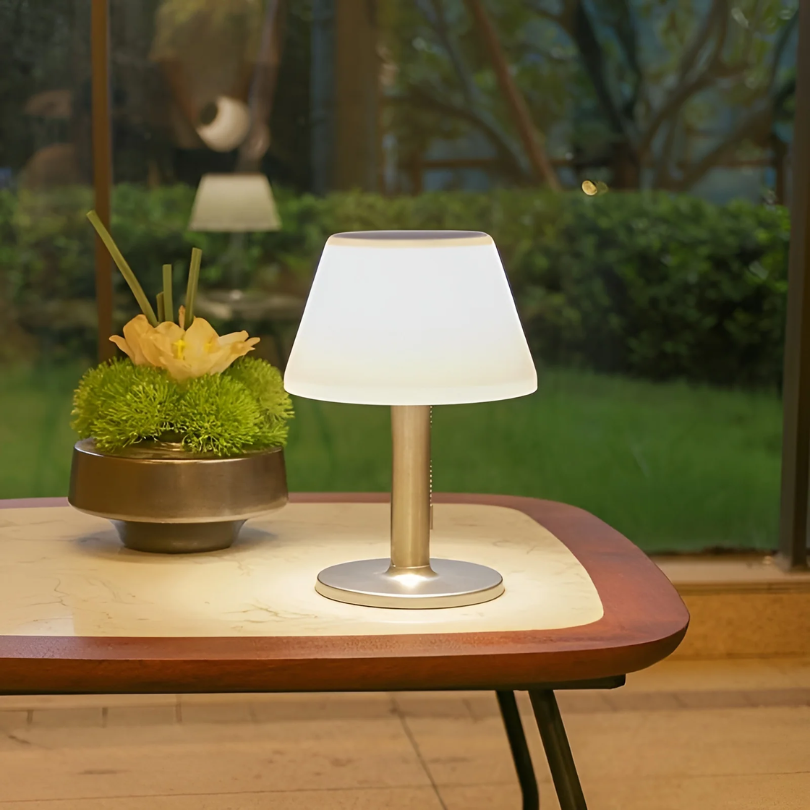 Cordless Solar Table Lantern for Patio Deck Balcony Garden Ambient Glow Weatherproof LED Accent Light