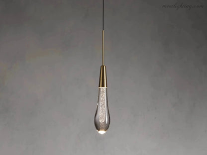 Seeded Glass Teardrop Pendant Light Dimmable LED for Kitchen Island Dining Room Entryway Adjustable Cord Vaulted Ceiling Compatible